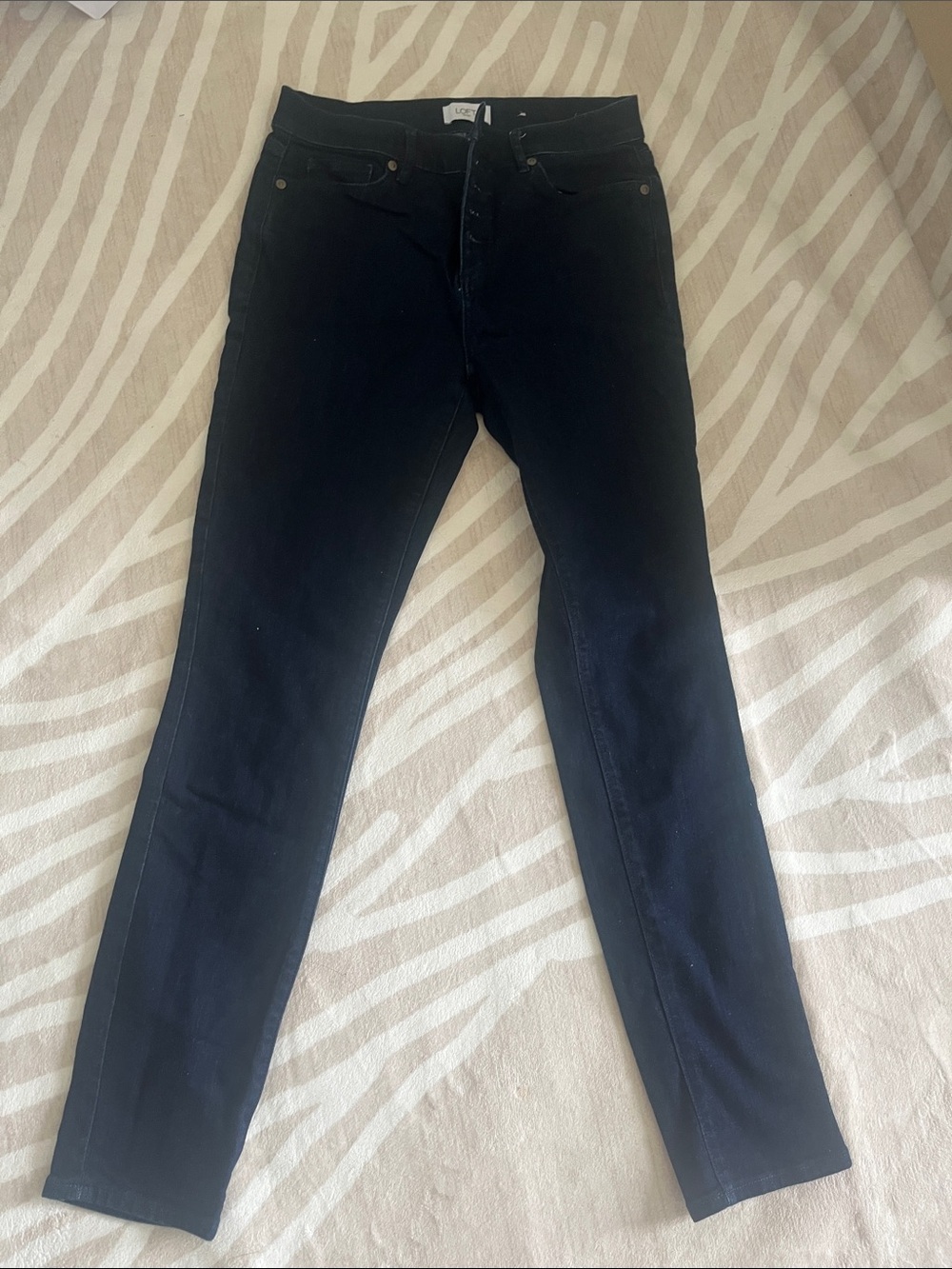 LOFT Dark Indigo Button-Fly Skinny Jeans